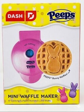 NIB New Dash x Peeps Pink Mini Waffle Maker
